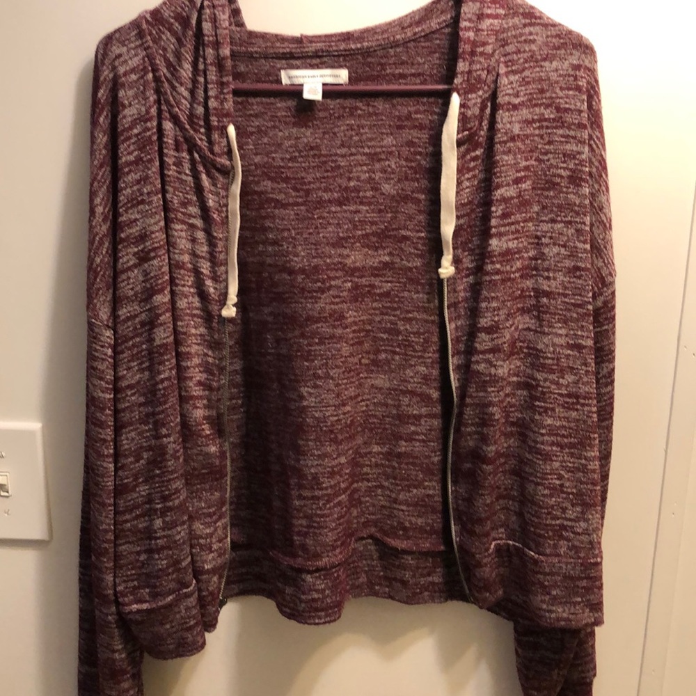 American Eagle purple crop hoodie